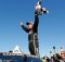 Ron Hornaday Jr. celebrates his first career Martinsville Speedway victory, in the Kroger 200. Credit: Geoff Burke/Getty Images for NASCAR